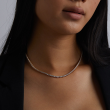 Load image into Gallery viewer, 3 PRONG TENNIS NECKLACE