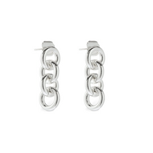 Load image into Gallery viewer, WHITE GOLD CHAIN LINK EARRINGS