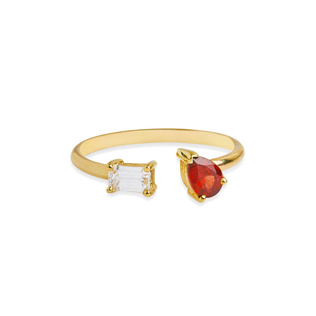RUBY ADJACENT PEAR RING