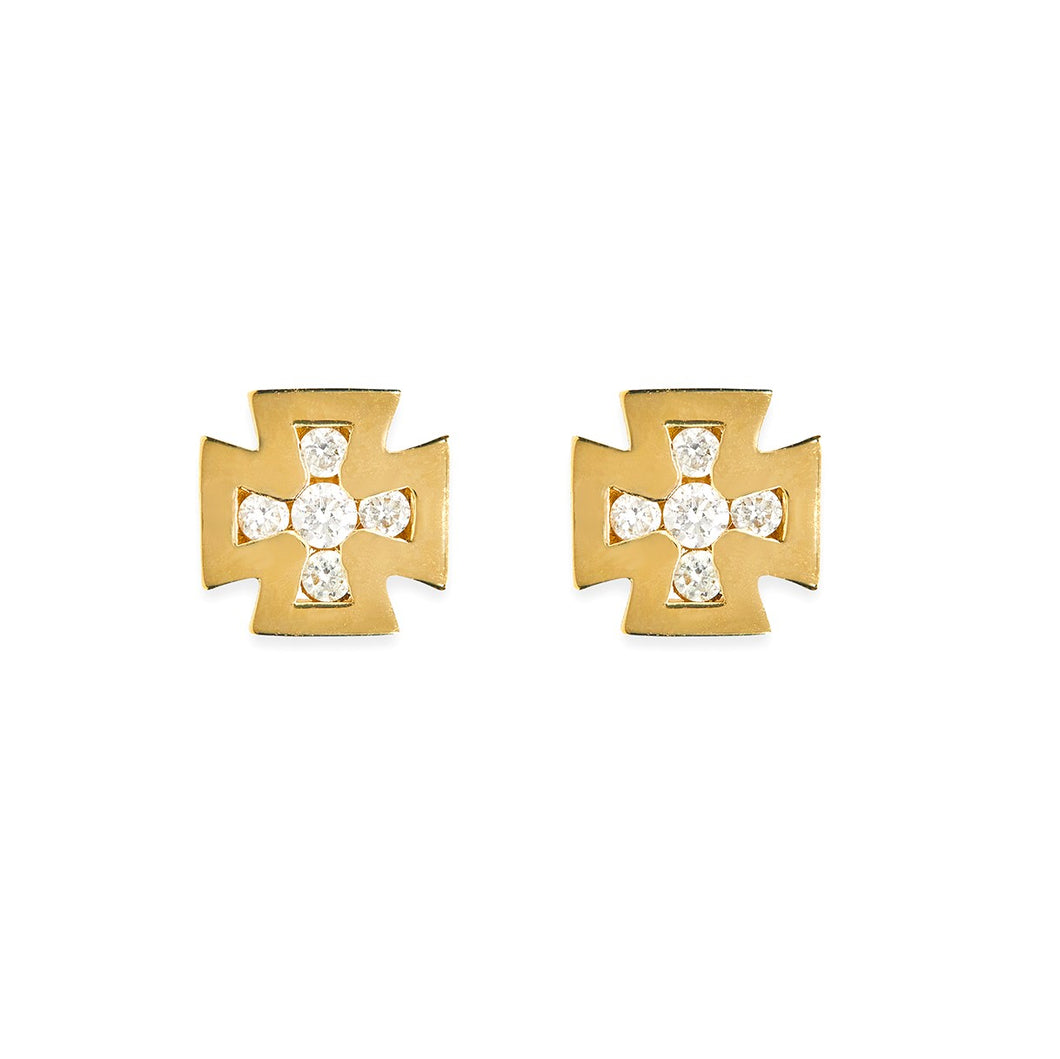 CHROME CROSS EARRING STUDS