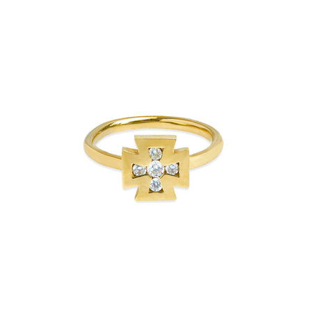 CHROME ICON CROSS RING