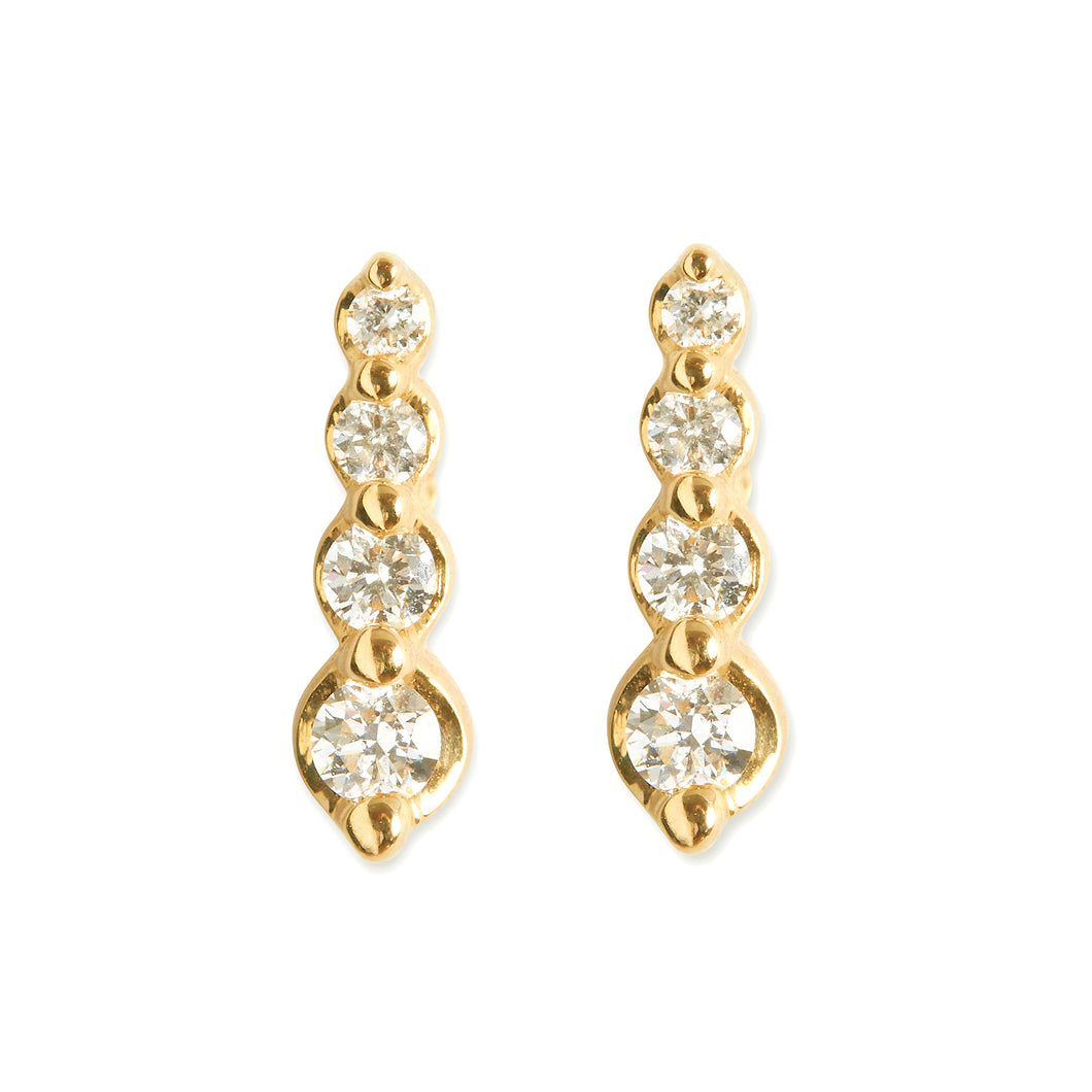 4 DROP DIAMOND EARRINGS MINI STUDS