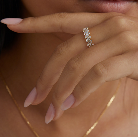 SLANTED BAGUETTE RING YG