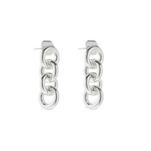 Load image into Gallery viewer, WHITE GOLD CHAIN LINK EARRINGS
