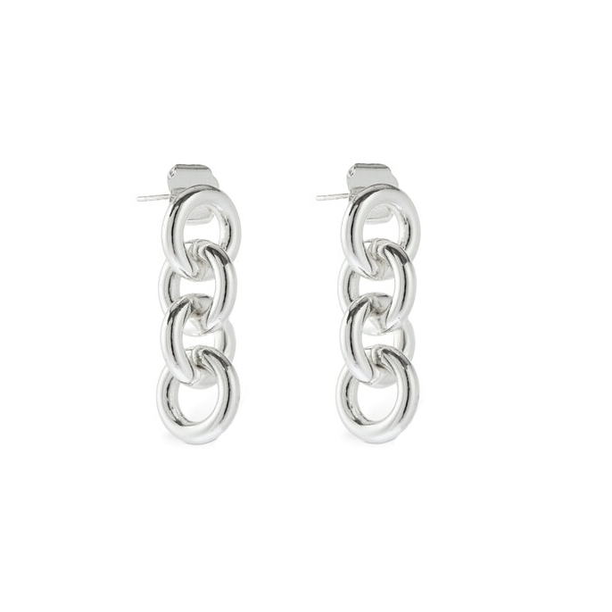 WHITE GOLD CHAIN LINK EARRINGS